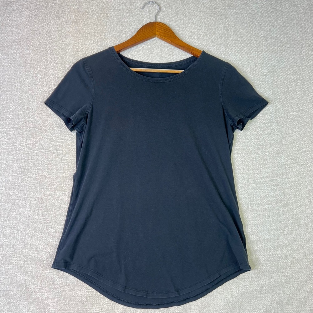 Lululemon Love Crew Short Sleeve T-Shirt Black Size 6 Curved Hem Activewear